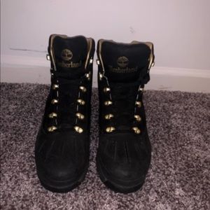 Black and gold timberland boot